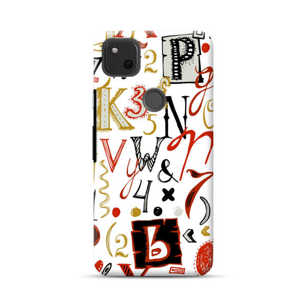 Colorful Hand Drawn Letters and Numbers Pattern Google Pixel 4a Hard Case