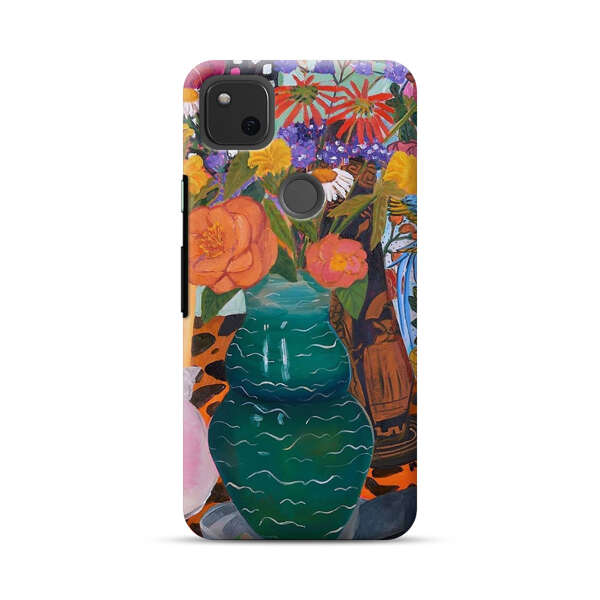 Colorful Still Life with Flower Vases and Shell Google Pixel 4a Hard Case