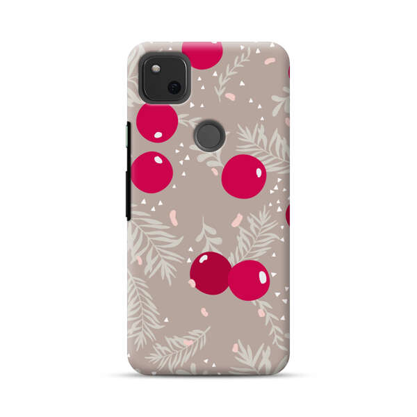 Cranberries and pine branches holiday pattern Google Pixel 4a Hard Case