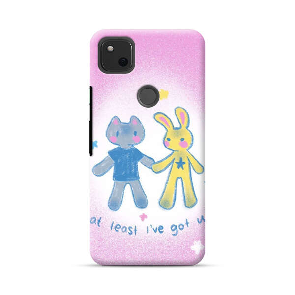 Cute Cat and Rabbit Holding Hands Google Pixel 4a Hard Case