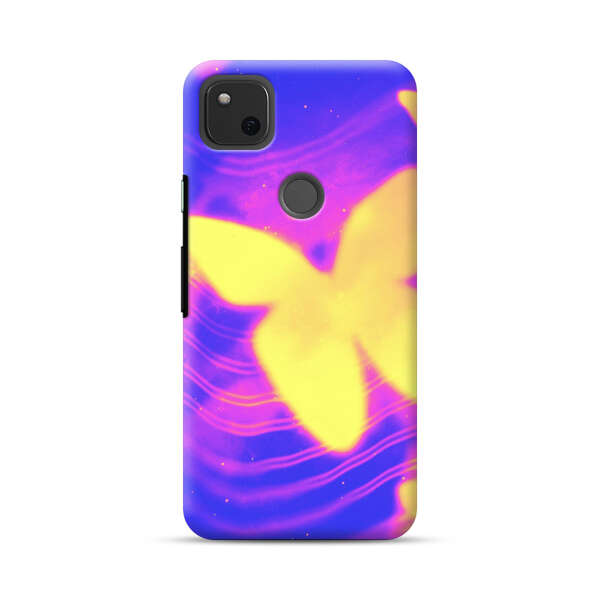 Glowing Purple and Yellow Butterflies Google Pixel 4a Hard Case