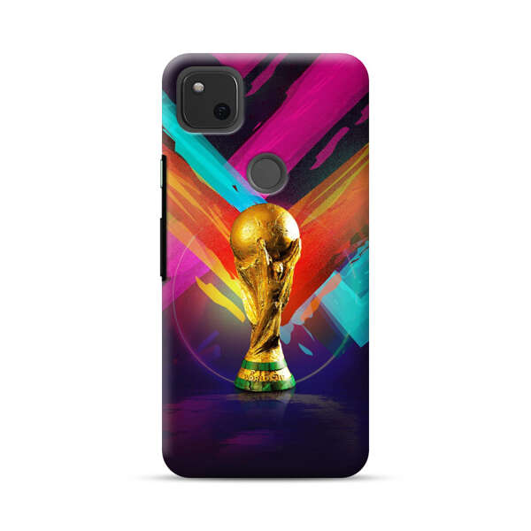 Golden Soccer Trophy with Colorful Abstract Background Google Pixel 4a Hard Case