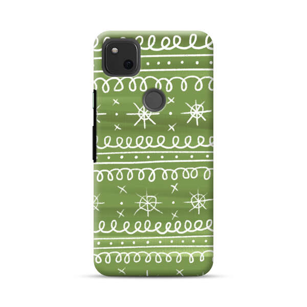 Green White Stars Loop Pattern Google Pixel 4a Hard Case