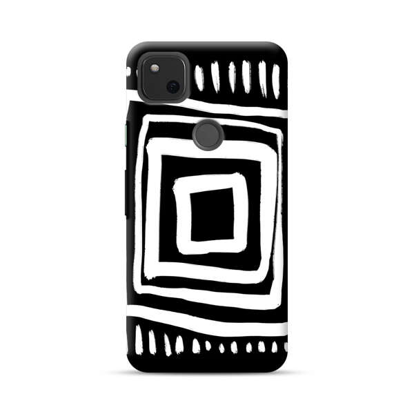 Minimalist Geometric Black and White Design Google Pixel 4a Hard Case