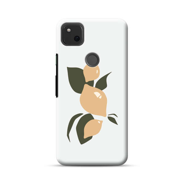 Minimalistic Beige Lemons with Green Leaves Google Pixel 4a Hard Case
