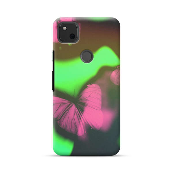 Pink Butterflies Green Background Google Pixel 4a Hard Case