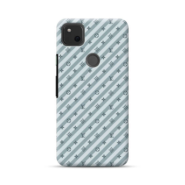 Stylish Blue Diagonal Striped Luxury Logo Pattern Google Pixel 4a Hard Case