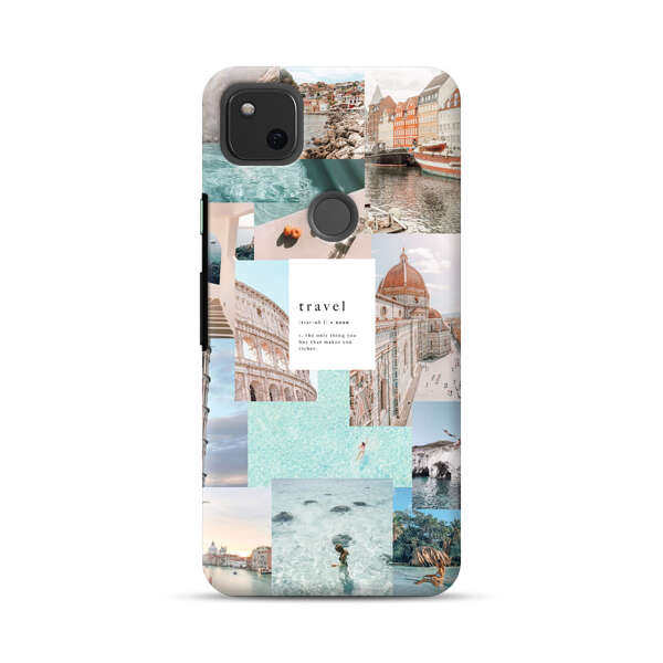 Travel Scenic Collage with Landmarks and Coastline Google Pixel 4a Hard Case