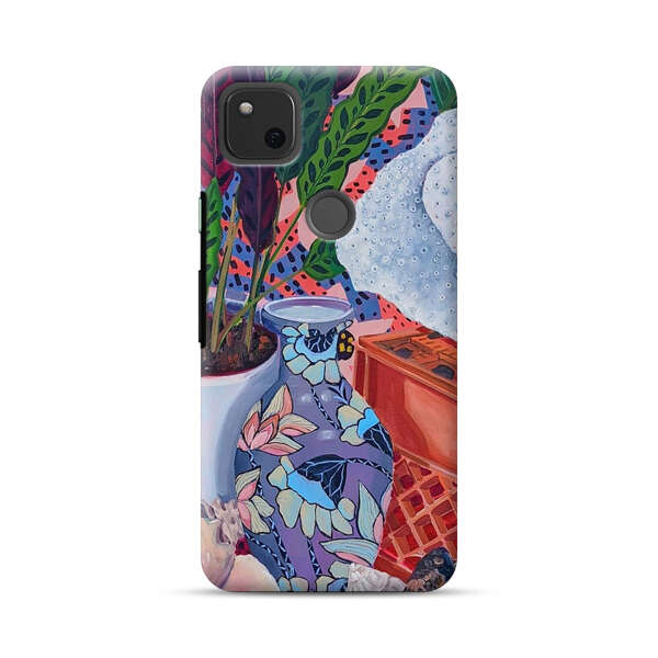 Vibrant Still Life with Plants and Vase Google Pixel 4a Hard Case