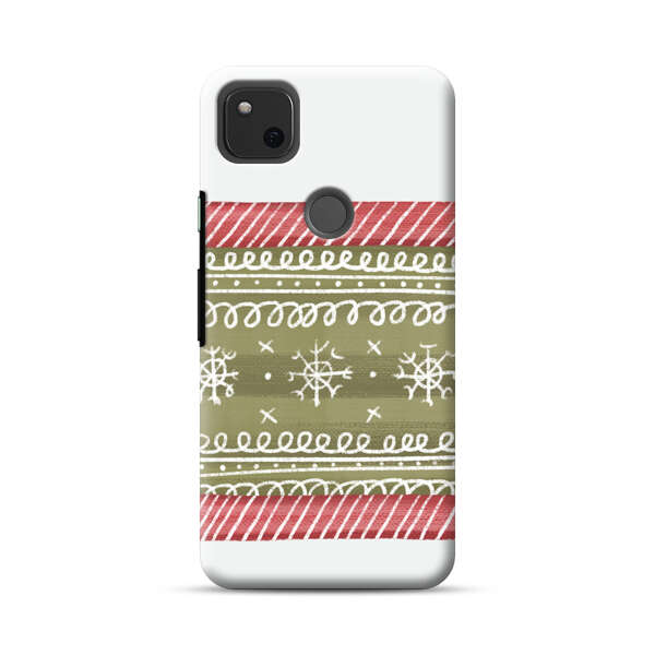 Winter Pattern with Snowflakes and Red Stripes Google Pixel 4a Hard Case