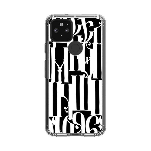 Abstract Black and White Pattern with Ornamental Letters Google Pixel 5 Case