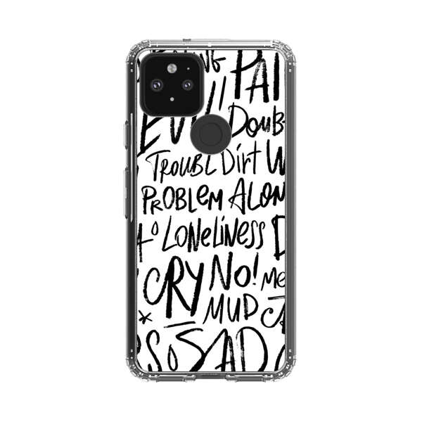 Black and White Negative Words Pattern Google Pixel 5 Case