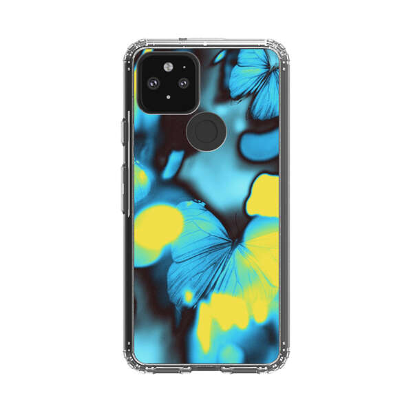 Blue Butterflies Glowing Abstract Background Google Pixel 5 Case