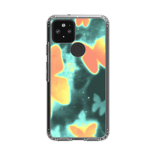 Bright Glowing Orange Butterflies Blue Background Google Pixel 5 Case