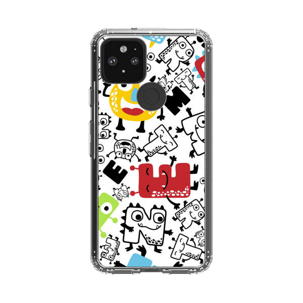 Colorful Cartoon Monsters Letters Pattern Google Pixel 5 Case