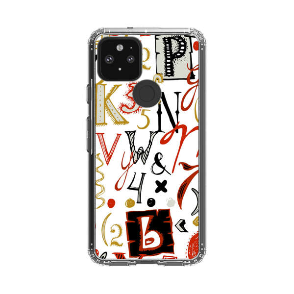 Colorful Hand Drawn Letters and Numbers Pattern Google Pixel 5 Case