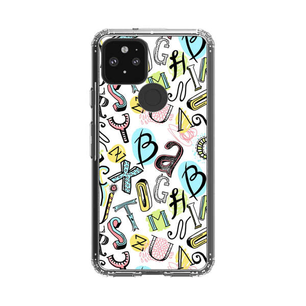 Colorful Scattered Alphabet Letters Pattern Google Pixel 5 Case