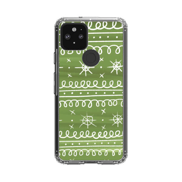 Green White Stars Loop Pattern Google Pixel 5 Case