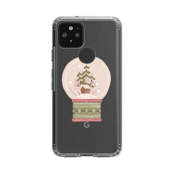 Holiday Snow Globe with Gingerbread House Google Pixel 5 Case