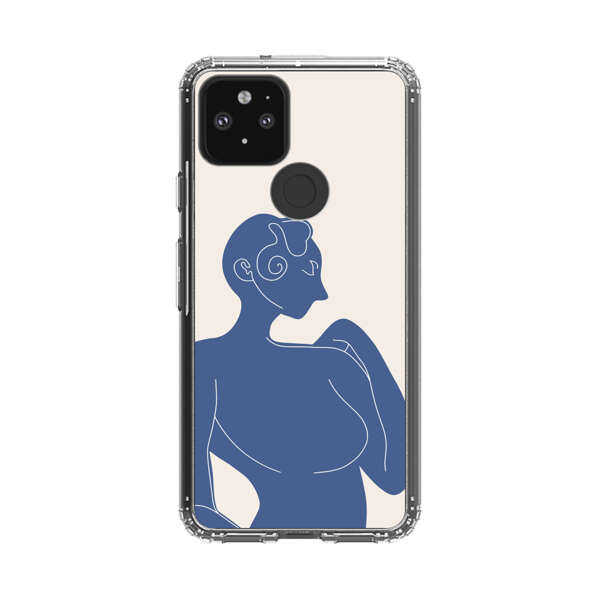 Minimalistic Abstract Female Silhouette Blue Google Pixel 5 Case