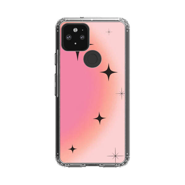 Pink Peach Gradient with Black Stars Google Pixel 5 Case