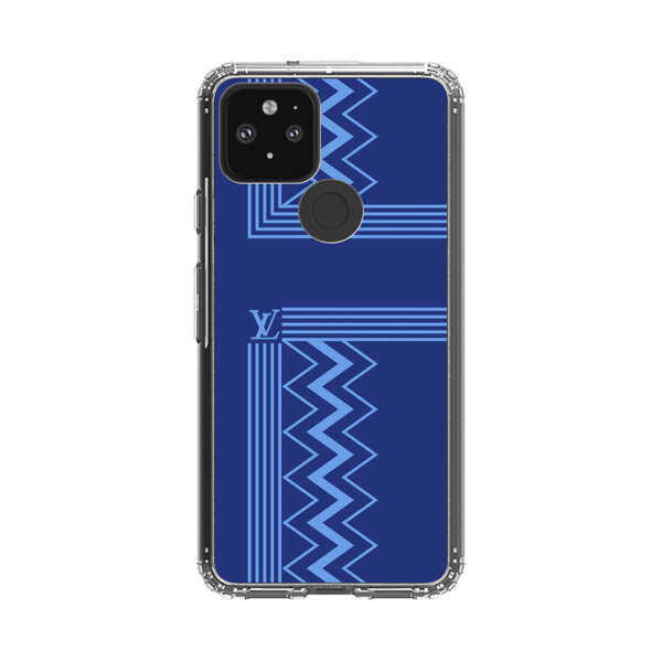 Stylish Geometric Zigzag Pattern in Blue Google Pixel 5 Case