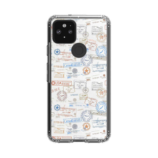 Vintage Passport Stamps Pattern Google Pixel 5 Case