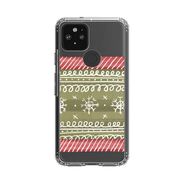 Winter Pattern with Snowflakes and Red Stripes Google Pixel 5 Case