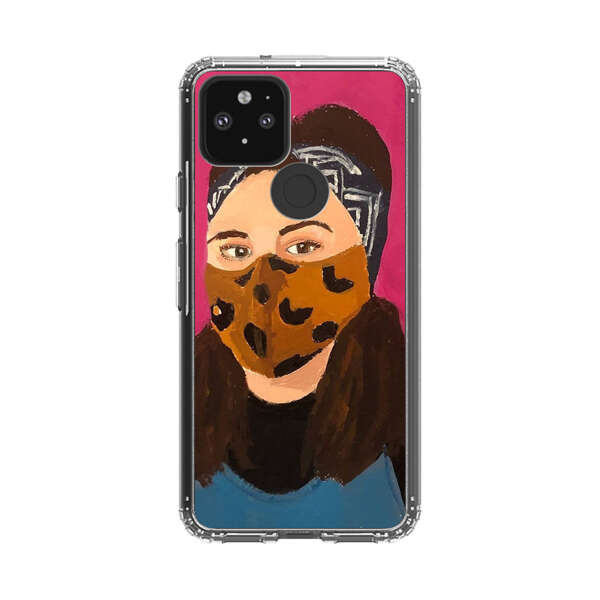Woman Leopard Print Face Mask Google Pixel 5 Case