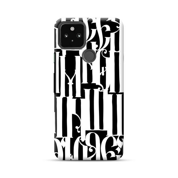 Abstract Black and White Pattern with Ornamental Letters Google Pixel 5 Hard Case