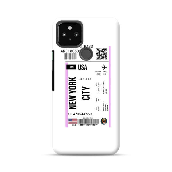 Boarding Pass New York City Flight Ticket Google Pixel 5 Hard Case