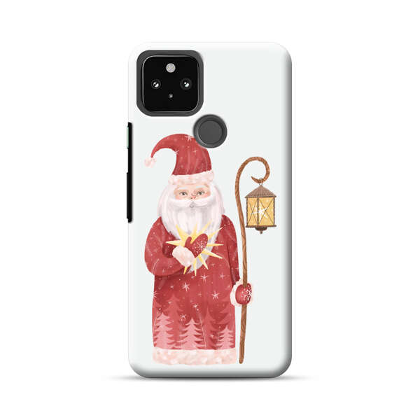 Charming Santa Claus Holding Glowing Heart and Lantern Google Pixel 5 Hard Case