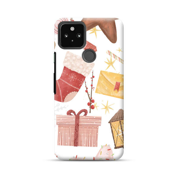 Christmas Festive Pattern with Gingerbread and Gifts Google Pixel 5 Hard Case