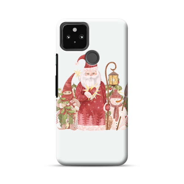 Christmas Santa Elf Snowman Festive Illustration Google Pixel 5 Hard Case