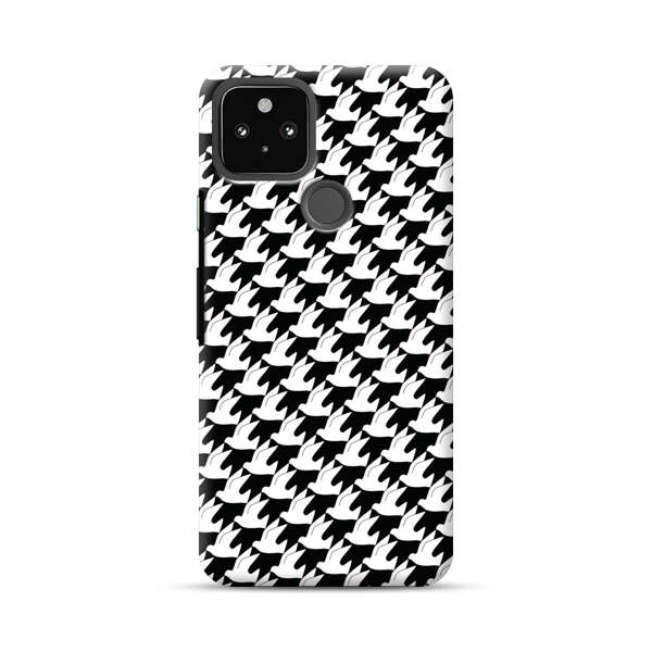 Classic Black and White Houndstooth Pattern Google Pixel 5 Hard Case