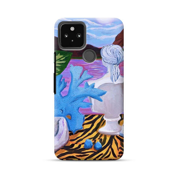 Classical Statues and Tropical Plants by the Ocean Google Pixel 5 Hard Case