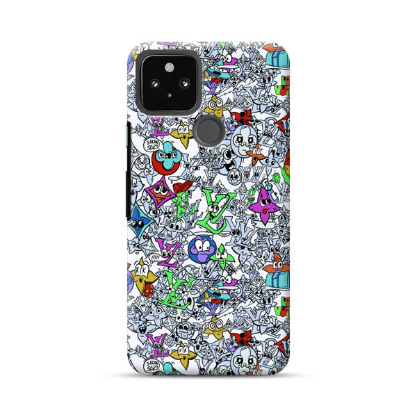 Colorful Cartoon Graffiti Pattern Google Pixel 5 Hard Case