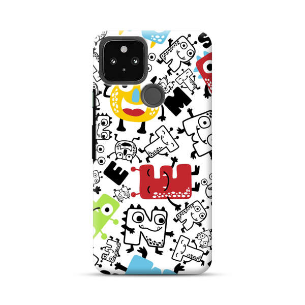 Colorful Cartoon Monsters Letters Pattern Google Pixel 5 Hard Case