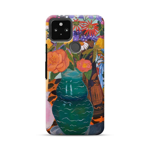 Colorful Still Life with Flower Vases and Shell Google Pixel 5 Hard Case