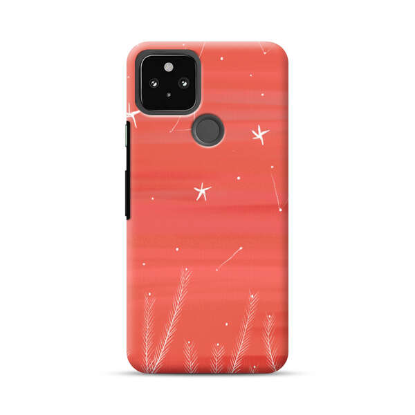 Coral Night Sky with Stars and Plants Google Pixel 5 Hard Case