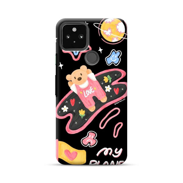 Cute Teddy Bear Love Space Design Google Pixel 5 Hard Case