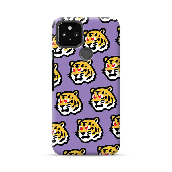 Cute Tiger with Heart Eyes Pattern Google Pixel 5 Hard Case