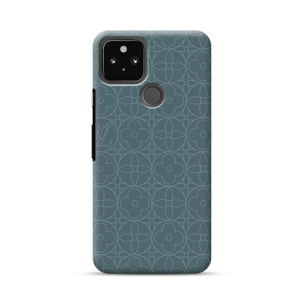 Elegant Blue Geometric Floral Pattern Google Pixel 5 Hard Case