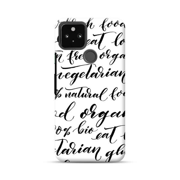 Healthy Food Lifestyle Calligraphy Pattern Google Pixel 5 Hard Case