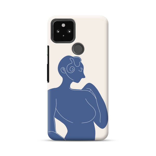 Minimalistic Abstract Female Silhouette Blue Google Pixel 5 Hard Case