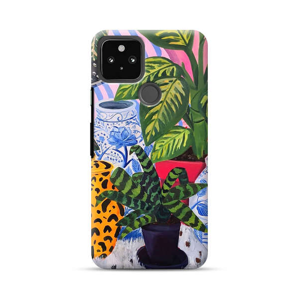 Vibrant Tropical Plants and Decorative Vases Google Pixel 5 Hard Case