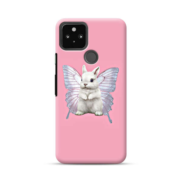 White Bunny with Butterfly Wings Google Pixel 5 Hard Case