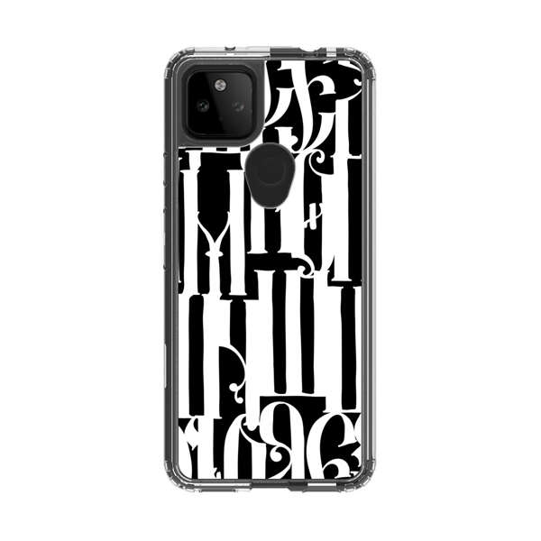 Abstract Black and White Pattern with Ornamental Letters Google Pixel 5a 5G Case