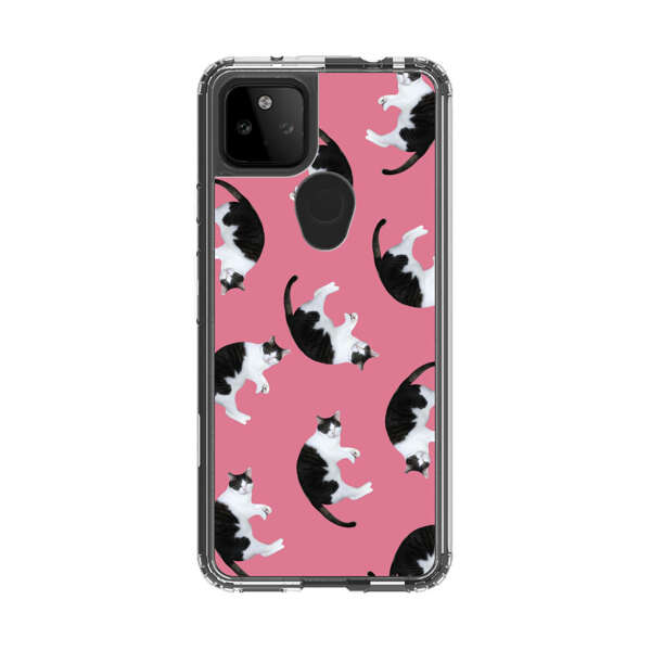 Black and White Cats Pattern on Pink Background Google Pixel 5a 5G Case