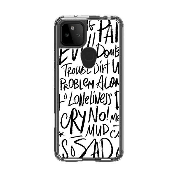 Black and White Negative Words Pattern Google Pixel 5a 5G Case